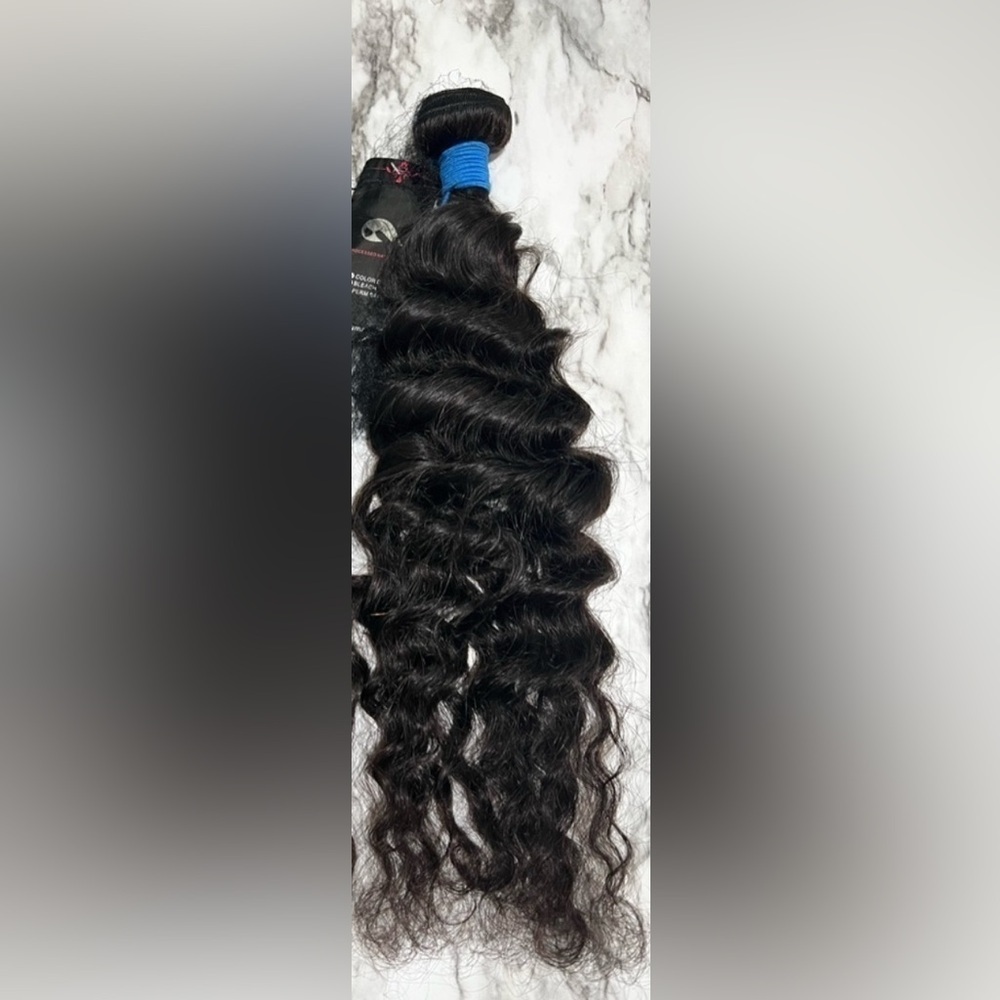 20” Deep Wave Human hair‎ Extensions Natural Black Bundle